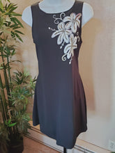 One-of-a-Kind Hand-Painted White Flower Black Summer Dress – Sleeveless Designer Original