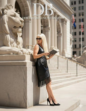 BLACK LEATHER FRINGE DRESS