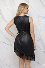 BLACK LEATHER FRINGE DRESS