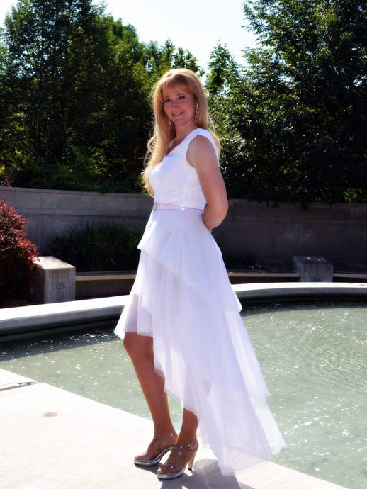 tiered sheer elegant cocktail party dress