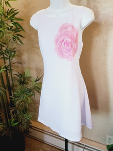 One-of-a-kind designer hand painted pink rose dress