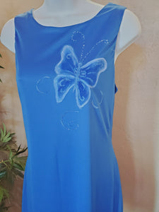 Blue Butterfly dress. Hand painted designer dress
